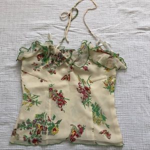 Anna Sui floral chiffon halter